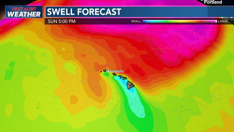 A High Surf Warning is currently in effect for most north and west facing shores.