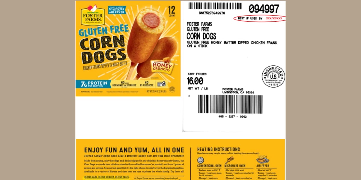 Foster Farms recalls over 3.8M chicken corn dogs nationwide after possible wood contamination