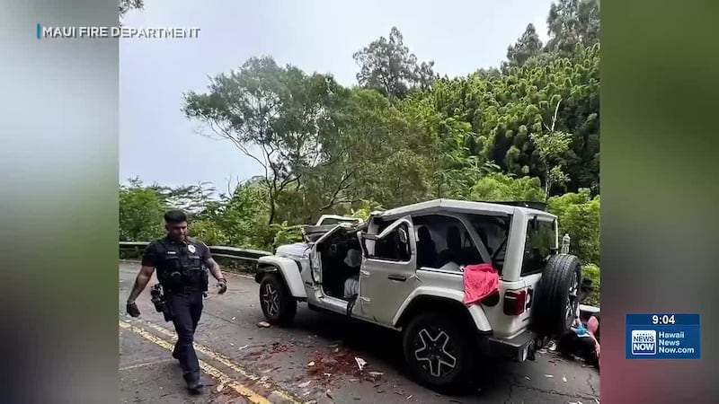 Maui Fire Department says one person was airlifted with a head injury and four others were...