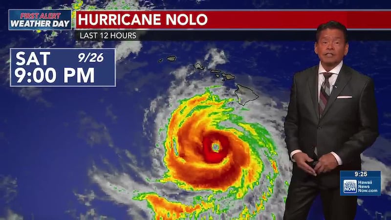 Strong winds still possible over the Hawaiian Islands as Nolo passes to the south.
