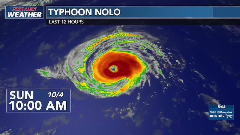 Nolo still going strong, now a typhoon in the western North Pacific