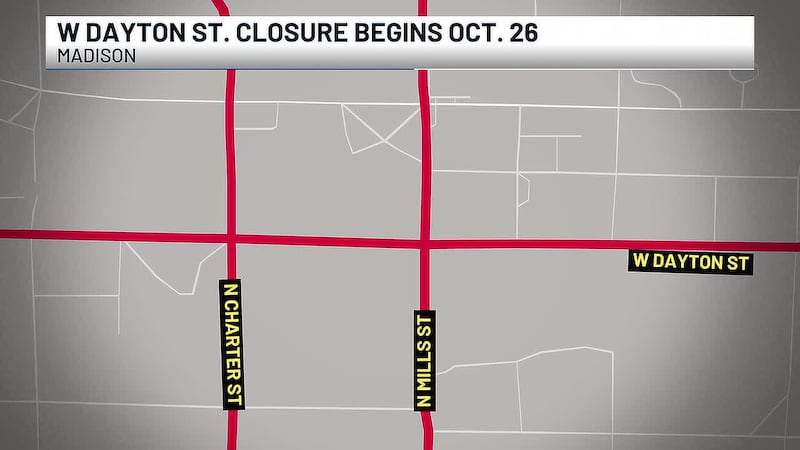 The City of Madison announced Monday that West Dayton Street eastbound will be closed starting...